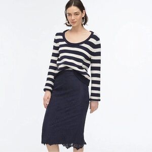 J. Crew Navy Chantilly Lace Pencil Skirt